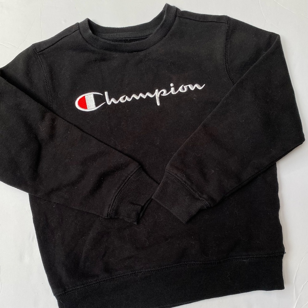 Champion Black Crewneck Sweatshirt with Script Logo